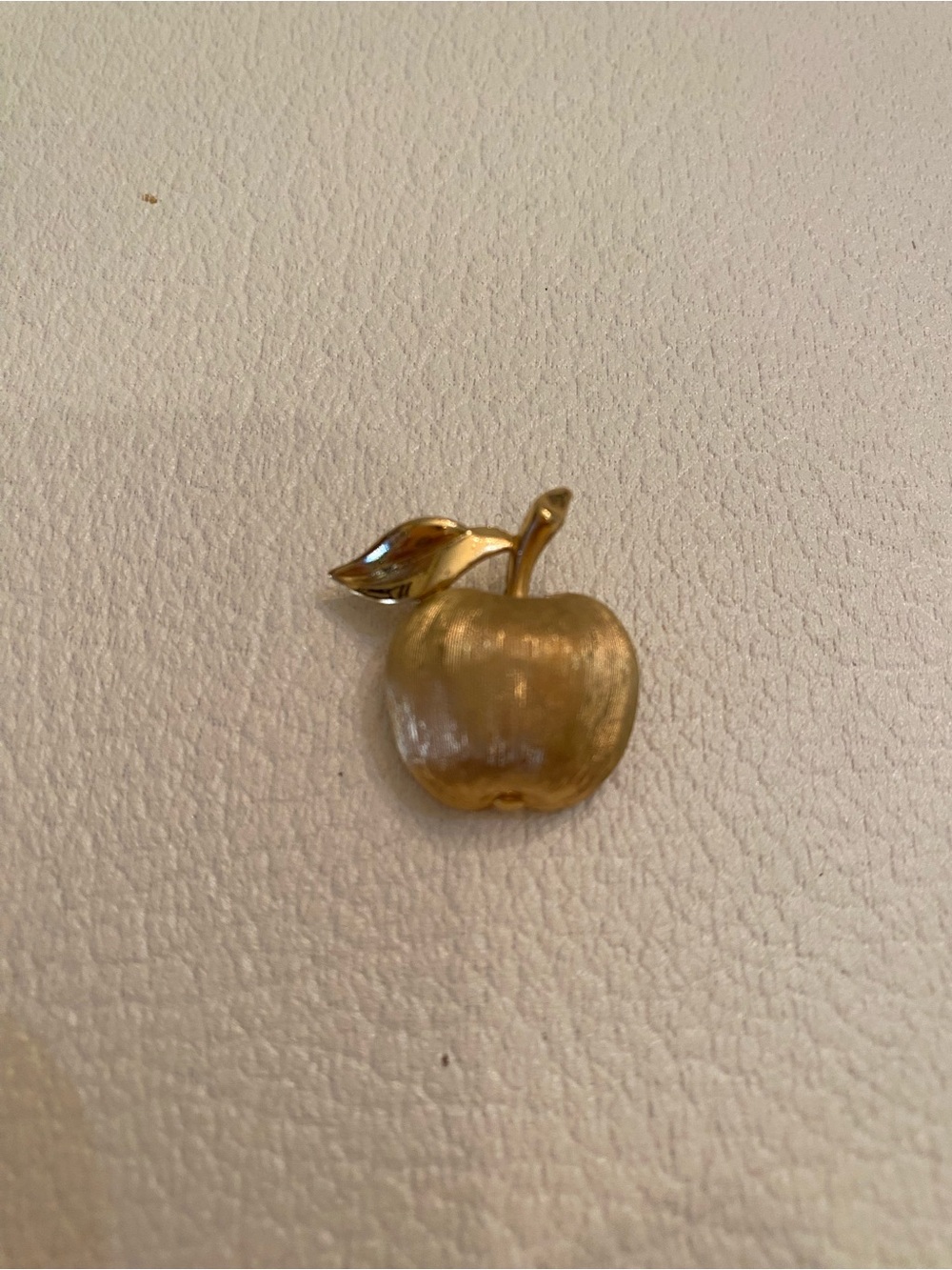 Vintage Trifari Brushed Gold Apple Brooch Pin